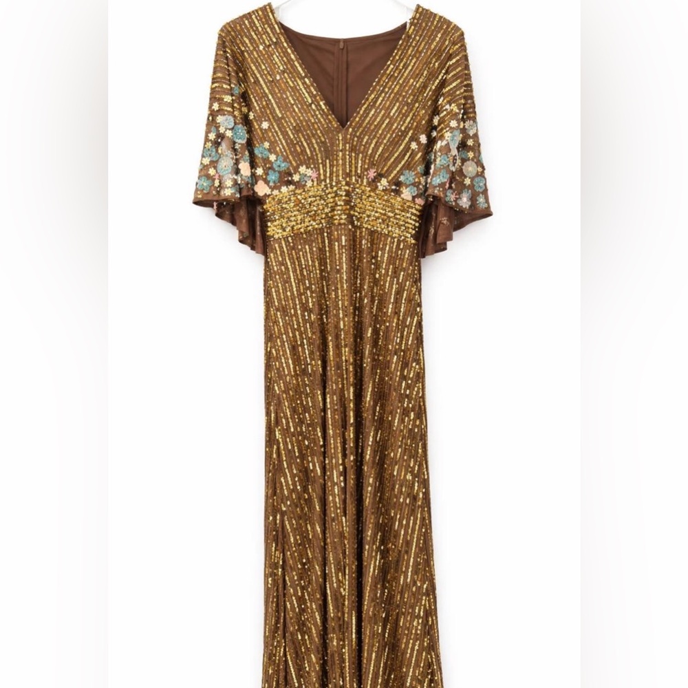 Mac Duggal Elegant Sequin Evening Gown with Cape, sz 8 - Picture 4 of 9